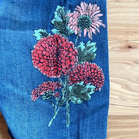 Zara Basic Capris Painted Stretchy Jeans | Size 12 - Picture 5 of 8